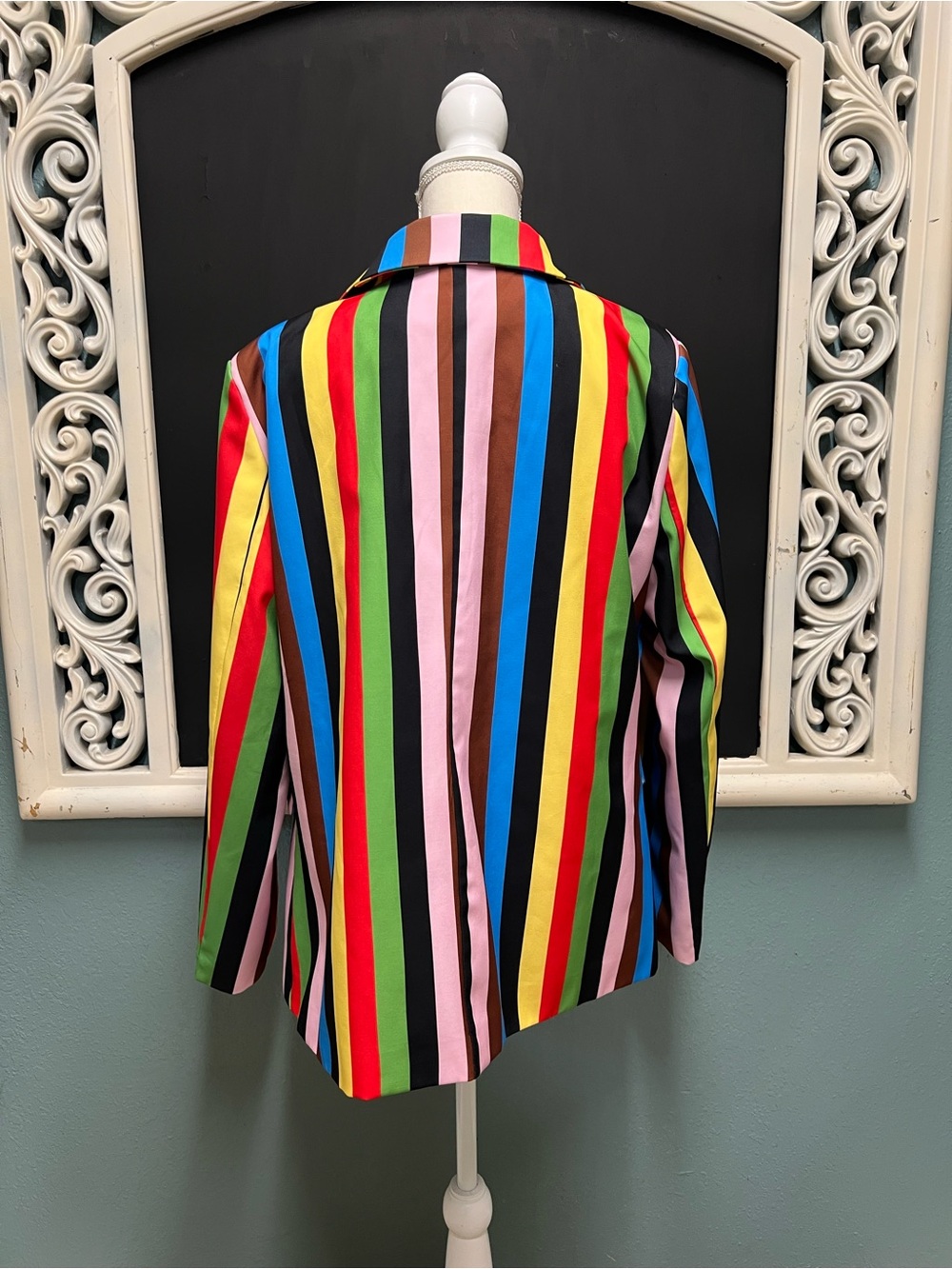 Unbranded NWOT Multicolor Striped Double-Breasted Blazer Jacket - Picture 5 of 7